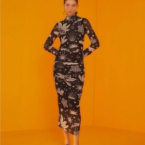 Farm Rio Cerrado Sky Mesh Midi Dress Size Small